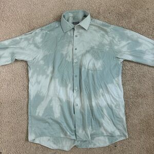 Green Tie Dye Button Up Collared Shirt
